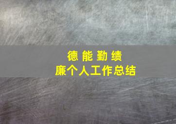 德 能 勤 绩 廉个人工作总结